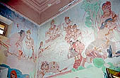 Sarnath - the modern Mulagandha kuti Vihara frescos of the life of Buddha 